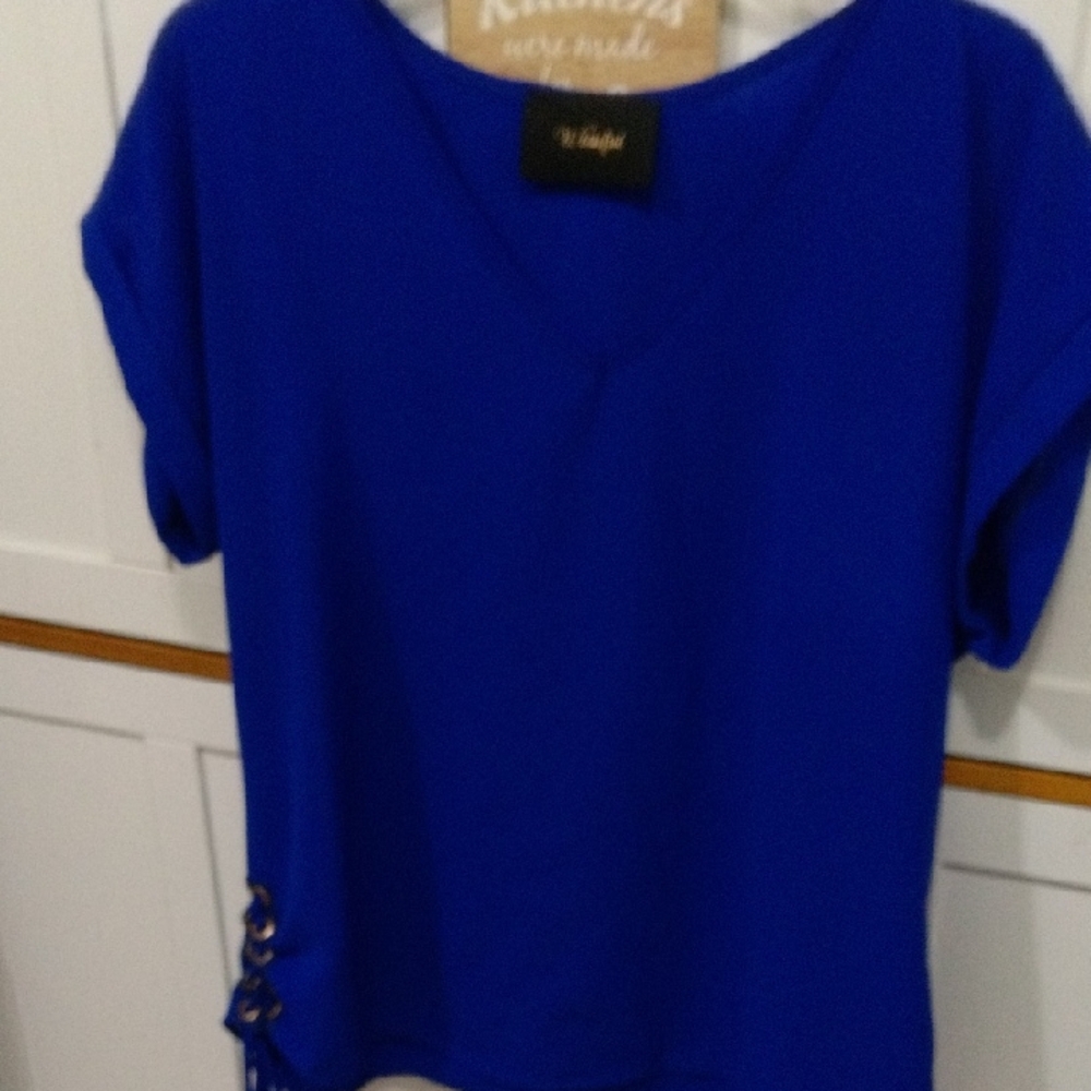 Blue V-Neck Women's Top